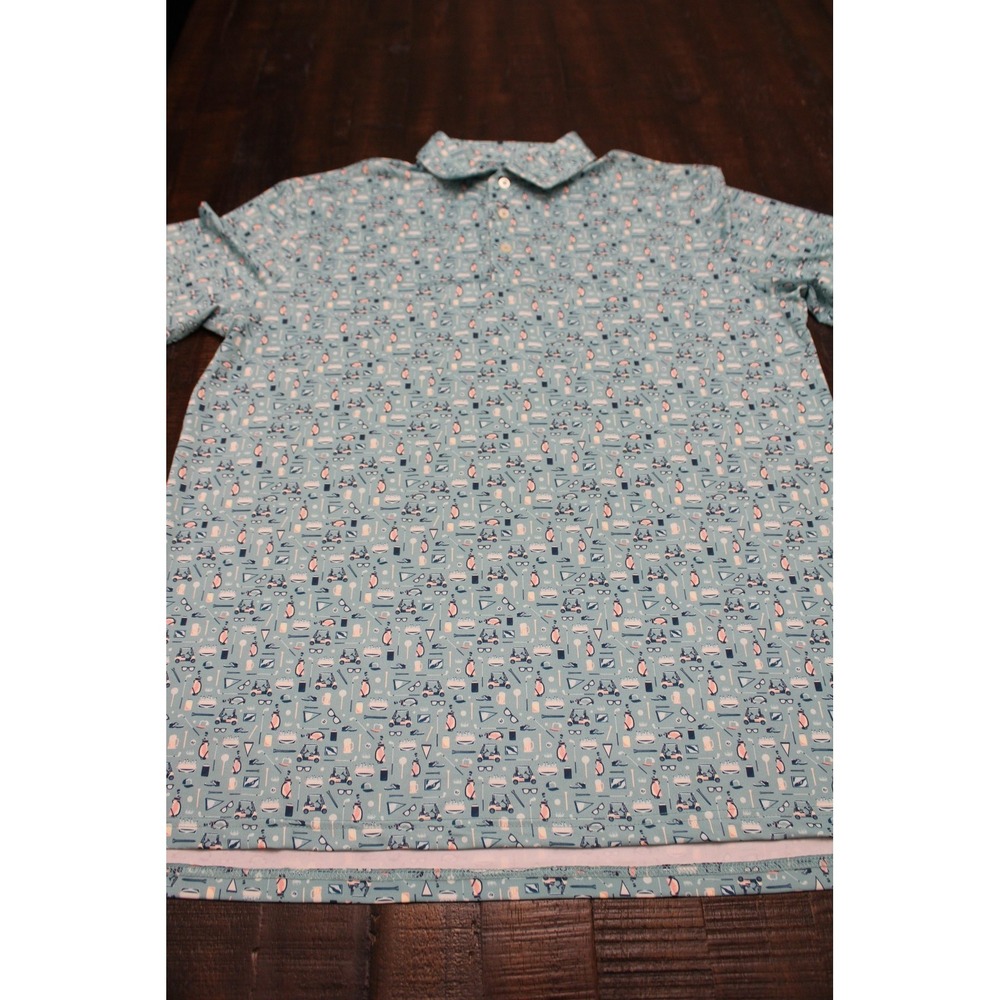 Southern Tide Golf Polo Shirt Mens Large Blue Graphic Print Performance Stretch - Picture 2 of 8